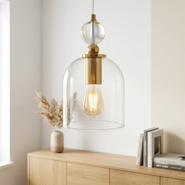 Pendul pe cablu VELARE 1xE27/15W/230V auriu/transparent