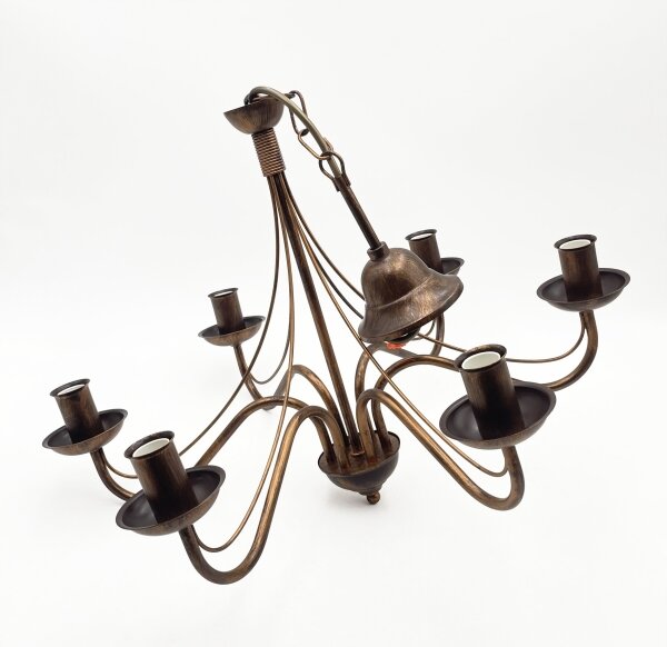 Candelabru suspendat ANTON pe lanț, 6xE14/60W/230V, bronz