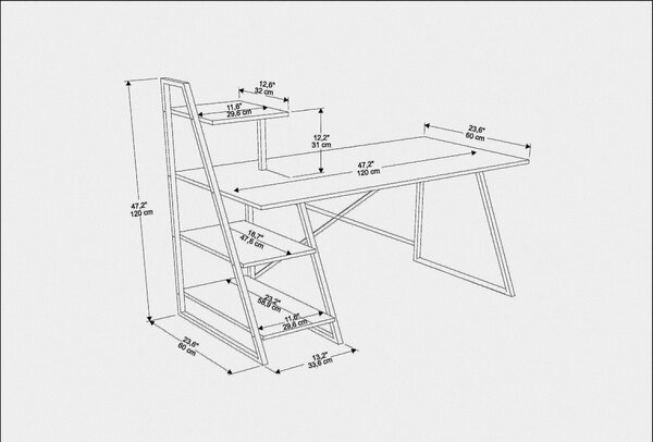 Birou ADMIRA, bej cu efect de marmura/alb, PAL melaminat/metal, 120x60
