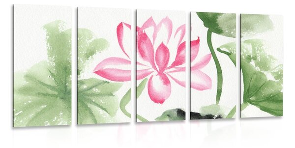 Tablou 5-piese floare lotus de acuarelă