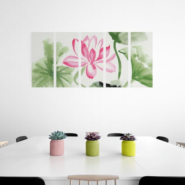 Tablou 5-piese floare lotus de acuarelă