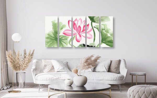 Tablou 5-piese floare lotus de acuarelă