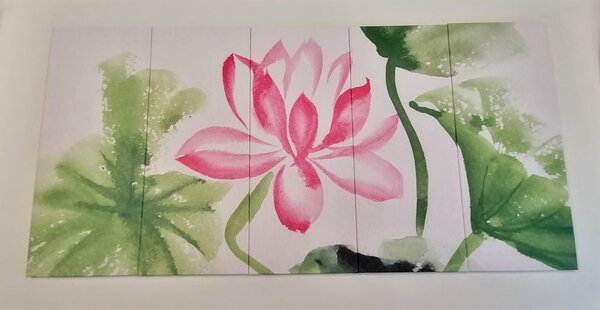 Tablou 5-piese floare lotus de acuarelă