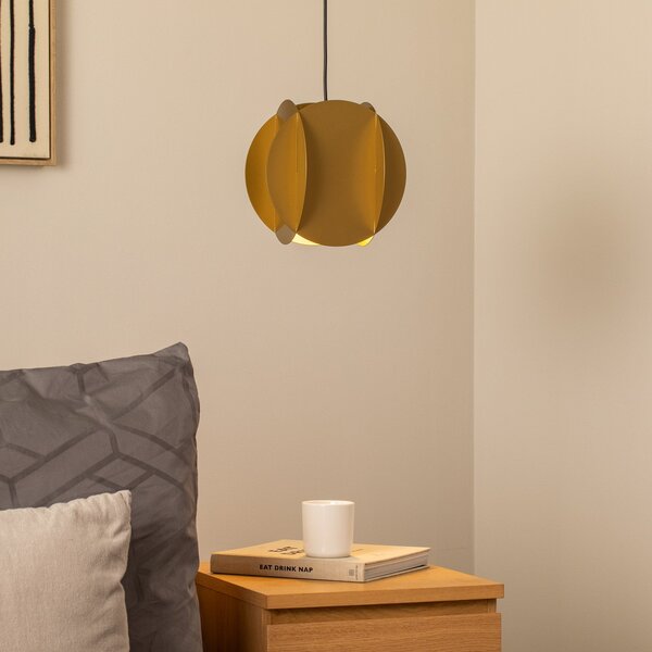 Opviq Lampa suspendată Corner, auriu, 25 x cm, metal, E27, reglabil, Auriu / Alamă, Camera de zi / sufragerie, Metal, Modern