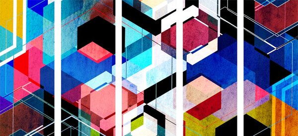 Tablou 5-piese geometrie abstractă