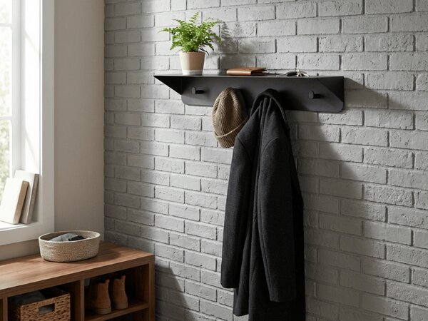 Cuier de perete din metal KENAN 60 cm, negru