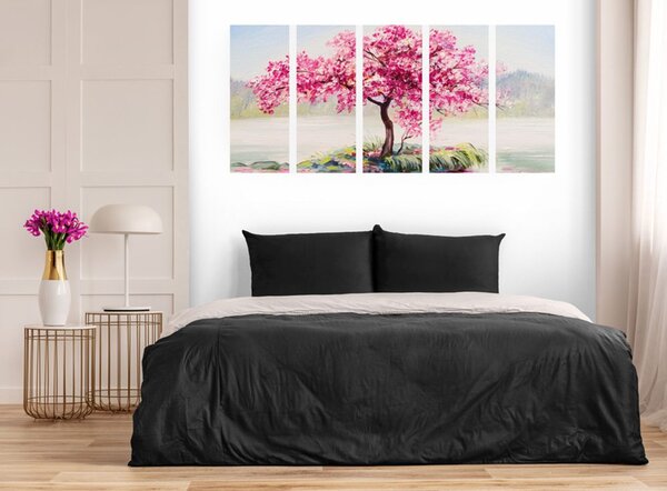 Tablou 5-piese cireș oriental în design roz