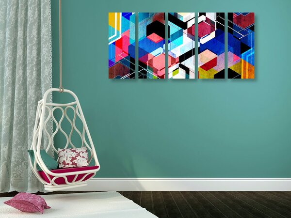 Tablou 5-piese geometrie abstractă