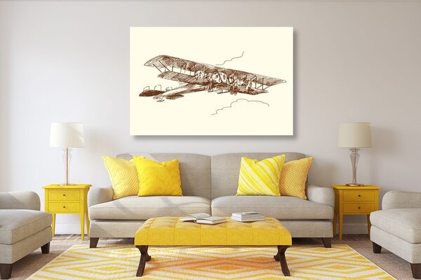 Tablou avion biplan retro