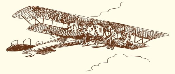 Tablou avion biplan retro