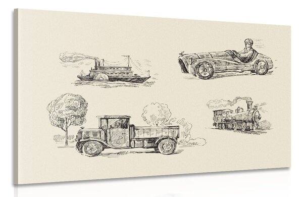 Tablou mijloace de transport în design retro