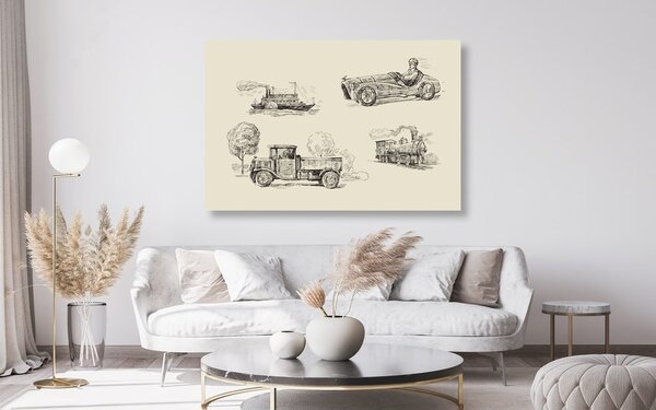 Tablou mijloace de transport în design retro