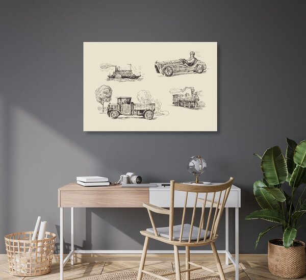 Tablou mijloace de transport în design retro