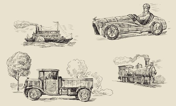 Tablou mijloace de transport în design retro