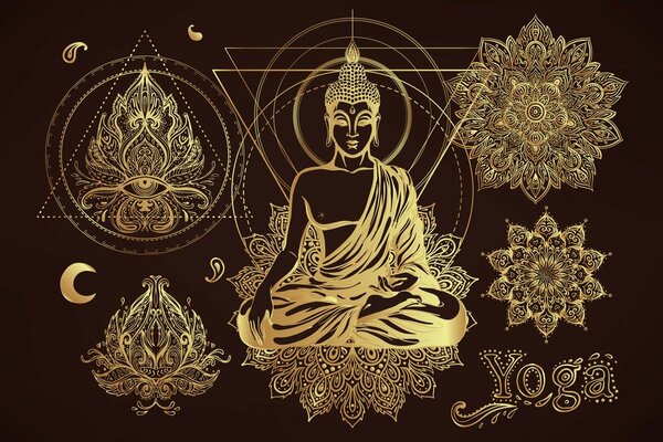 Tablou Buddha de aur meditează