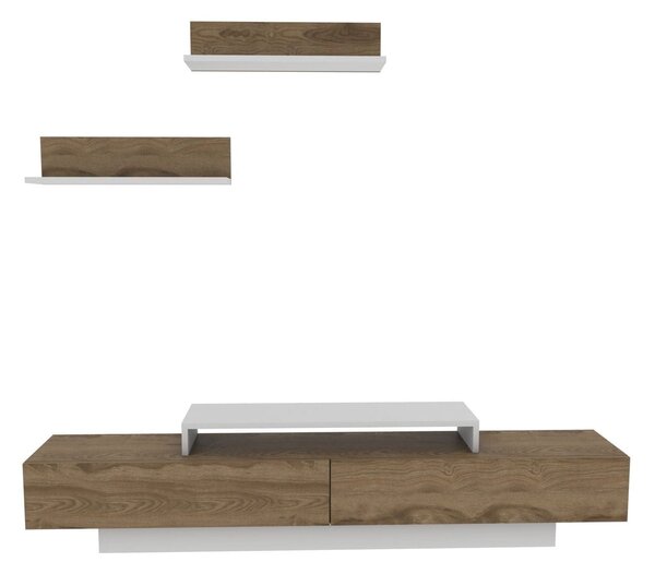 Mobilier living LUSI, stejar inchis/alb, PAL melaminat, 3 piese