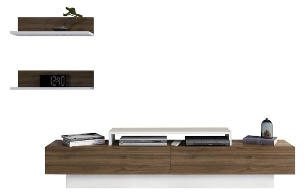 Mobilier living LUSI, nuc/alb, PAL melaminat, 3 piese
