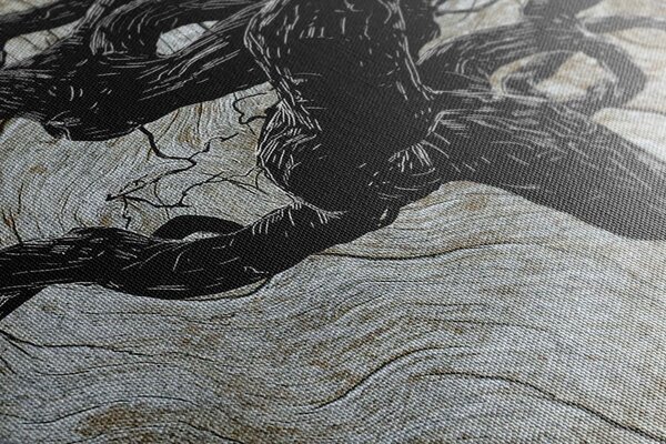 Tablou copacul abstract pe lemn