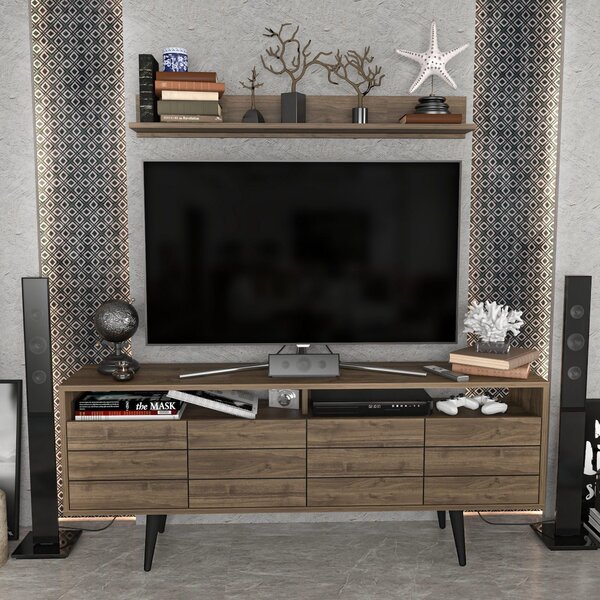 Mobilier living OLA, nuc/negru, PAL melaminat, 2 piese