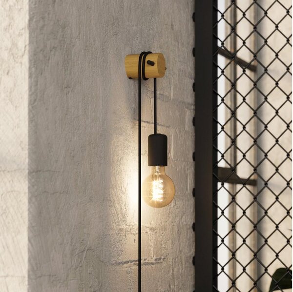 Eglo 43898 - Aplica de perete BUDDON 1xE27/13W/230V negru/bej