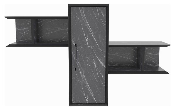 Raft OLIDA, negru cu efect de marmura, PAL melaminat, 119x35x52 cm