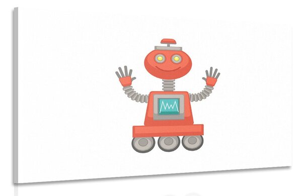 Tablou cu motivul de robot în culoarea roșie