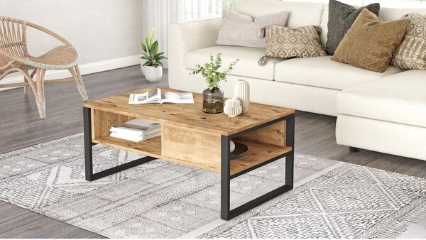 Masuta cafea ML34-A, stejar, PAL, 100x60x44 cm
