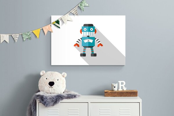 Tablou robot albastru pe fundalul alb