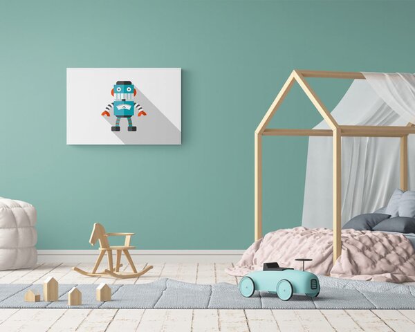 Tablou robot albastru pe fundalul alb