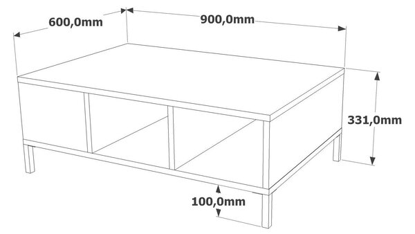 Masuta cafea RL2-AA, gri/stejar, PAL melaminat, 90x60x33 cm