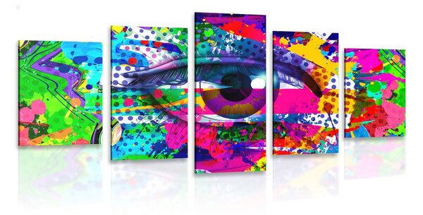 Tablou 5-piese ochiul uman în stil pop-art