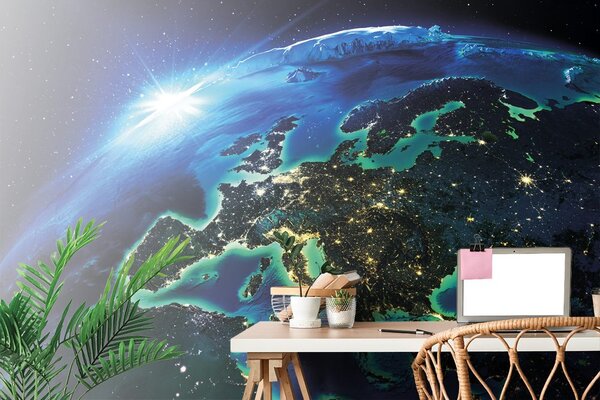 Fototapet planetă albastră strălucitoare