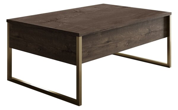 Masuta cafea Luxe, nuc/auriu, PAL/metal, 90x60x40 cm