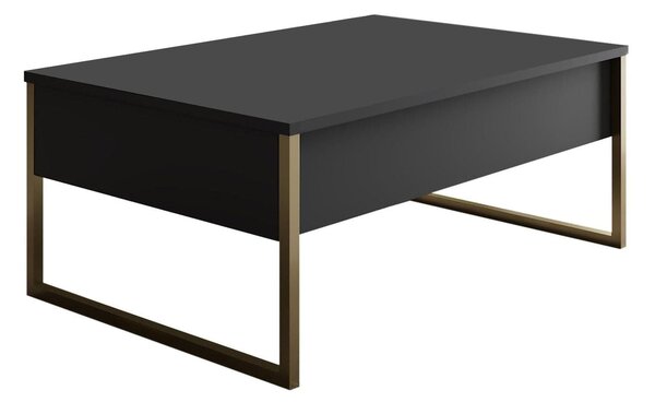 Masuta cafea Luxe, gri antracit/auriu, PAL/metal, 90x60x40 cm