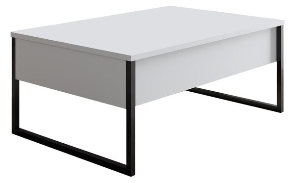 Masuta cafea Luxe, alb/negru, PAL/metal, 90x60x40 cm