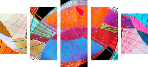 Tablou 5-piese abstracție viu colorată