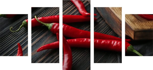 Tablou 5-piese bord cu ardei chili