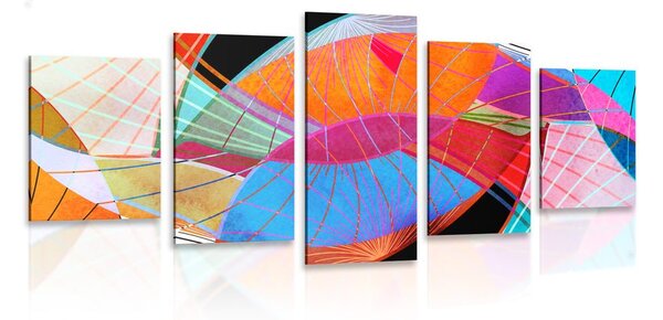 Tablou 5-piese abstracție viu colorată