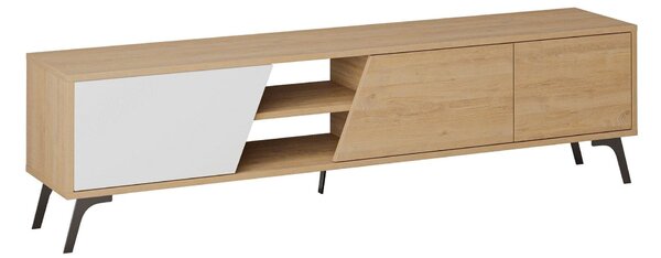 Comoda TV FIONA, stejar/alb, PAL melaminat, 180x36x48 cm