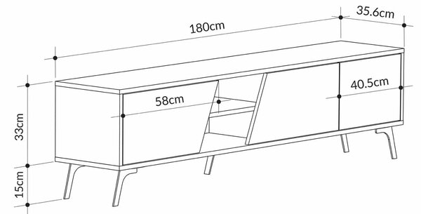 Comoda TV FIONA, stejar/alb, PAL melaminat, 180x36x48 cm
