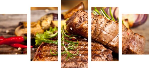 Tablou 5-piese steak de vită la grătar