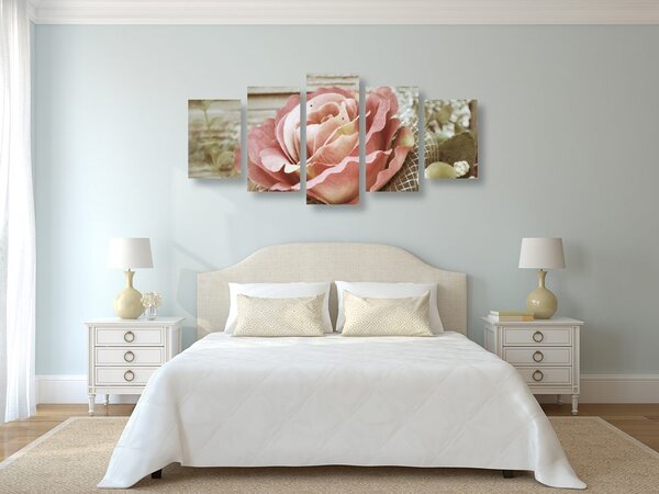 Tablou 5-piese trandafir vintage elegant