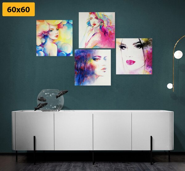 Set tablouri eleganța femeii în design colorat