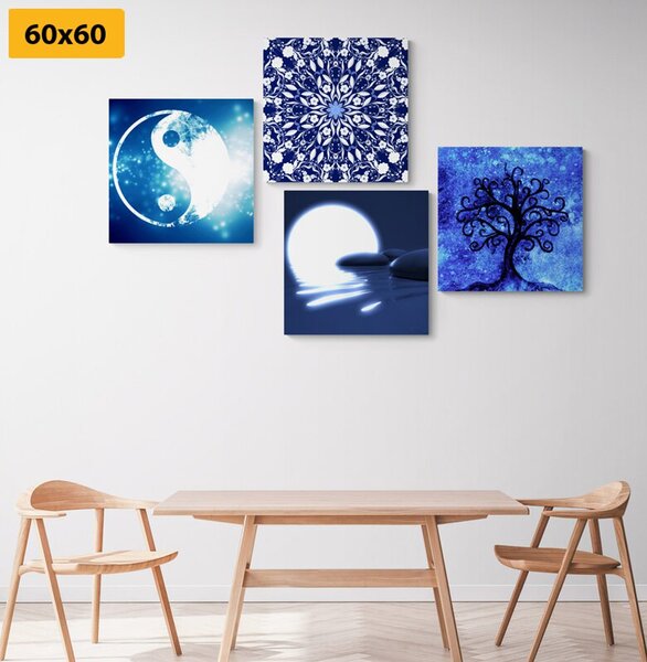 Set tablouri Feng Shui în design albastru