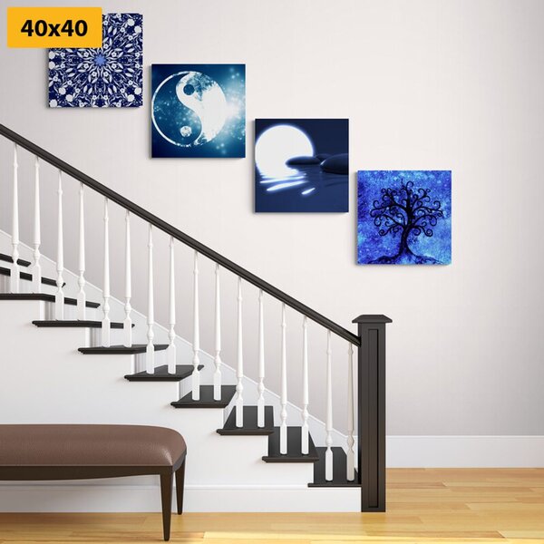 Set tablouri Feng Shui în design albastru
