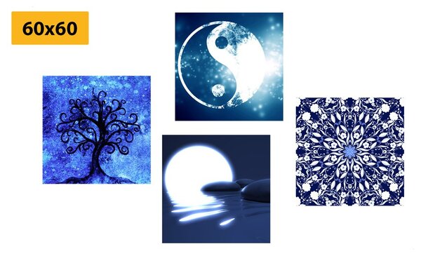 Set tablouri Feng Shui în design albastru