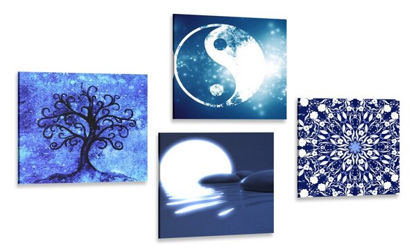 Set tablouri Feng Shui în design albastru