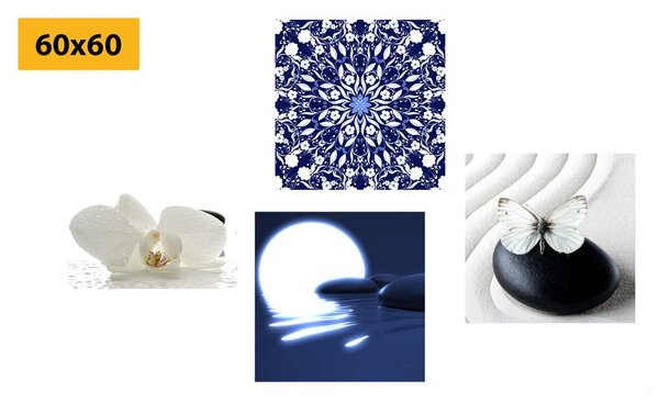 Set tablouri Feng Shui în design alb-albastru