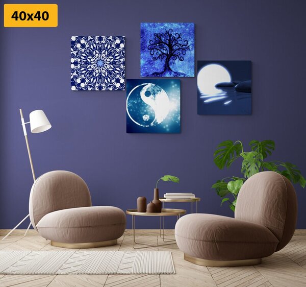 Set tablouri Feng Shui în design albastru