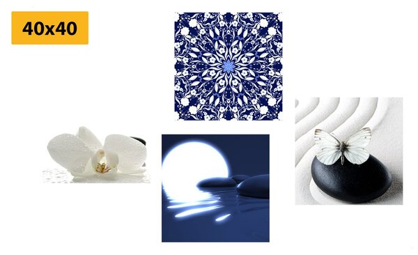 Set tablouri Feng Shui în design alb-albastru